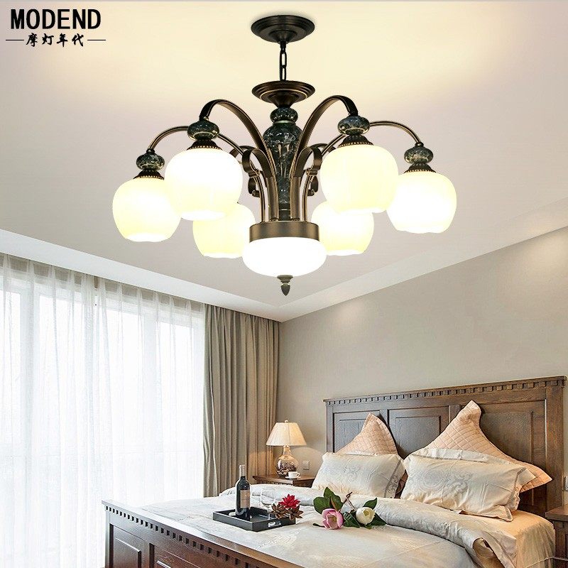 美式简约陶瓷灯具田园卧室餐厅吊灯铁艺复古大气乡村客厅家用吊灯,家装灯饰光源,客厅吊灯,淘宝优惠券,粉丝福利购,淘宝优惠卷