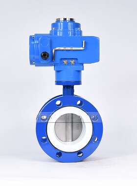 D941F-10/16Q电动球墨铸铁四氟法兰蝶阀DN40-900软密封中线切断阀