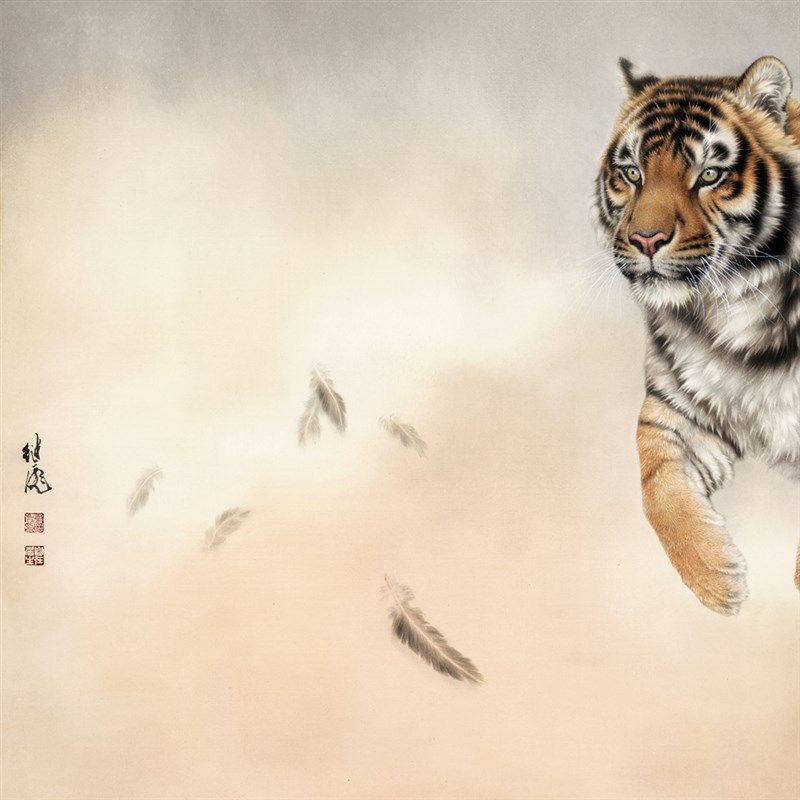 国画 刘继彪 工笔虎 奔跑的虎 动物字画 办公室玄关挂画 艺术微喷,家居饰品,国画,淘宝优惠券,粉丝福利购,淘宝优惠卷