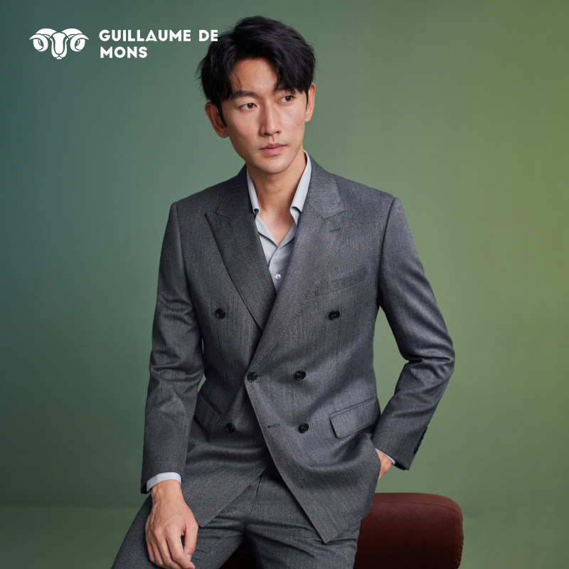 【23年秋冬新款】澳嘉高支羊毛西服套装男士商务正装灰色结婚西装,男装,商务正装西服,淘宝优惠券,粉丝福利购,淘宝优惠卷