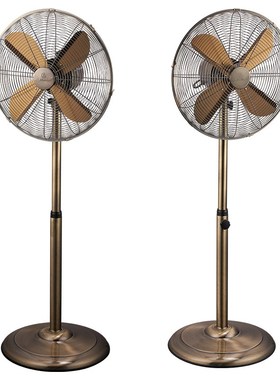 金羚仿古铜色电风扇复古落地扇16寸金属装饰古典怀旧风扇 FS-40F4