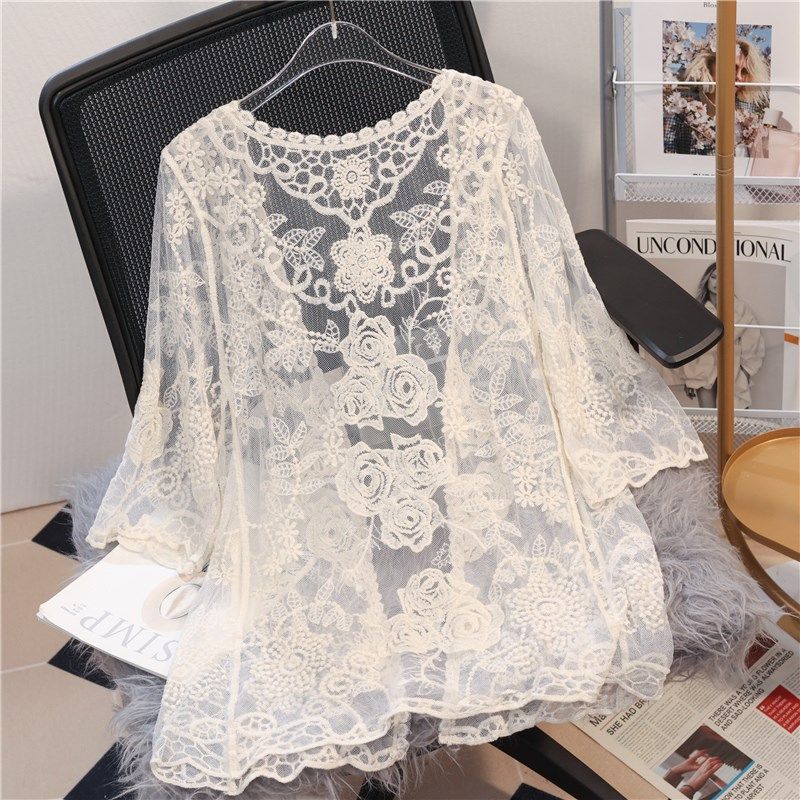 防晒蕾丝披肩外搭开衫女薄款夏季配裙子外套镂空罩衫外套空调衫潮,女装/女士精品,毛针织衫,淘宝优惠券,粉丝福利购,淘宝优惠卷