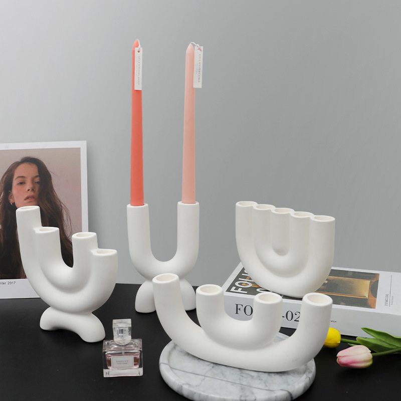 欧式几何烛台简约素烧陶瓷创意蜡烛台家居餐桌浪漫装饰品道具摆件,家居饰品,烛台,淘宝优惠券,粉丝福利购,淘宝优惠卷