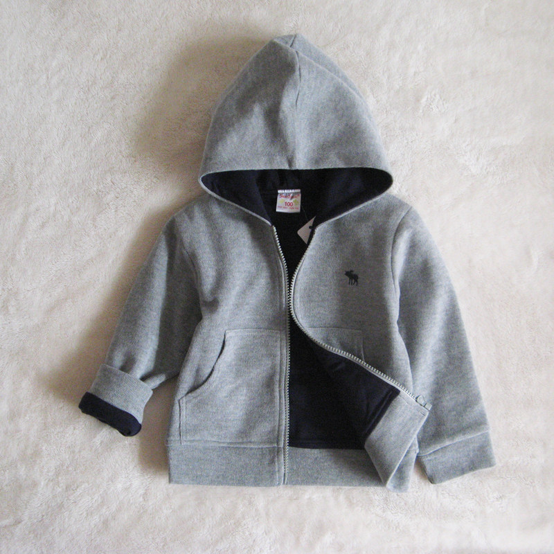 里外纯棉儿童双层连帽拉炼开衫男童女童秋冬季内衬夹克卫衣厚外套