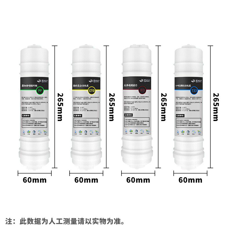 纯水机滤芯 10寸韩式快接一体快接PP棉+CTO+RO膜+T33通用四级套餐