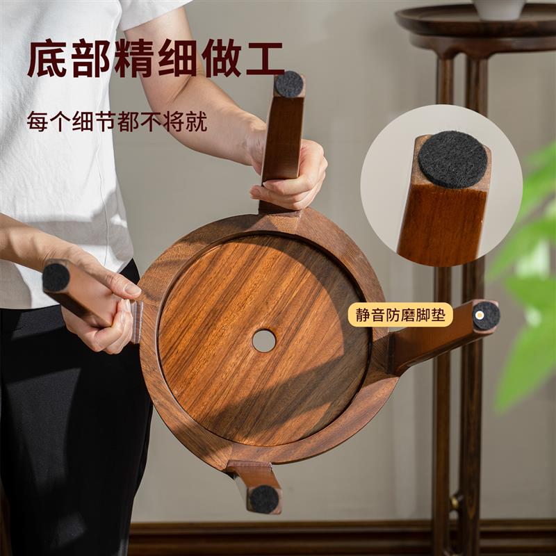 乌金木实木凳子可叠放家用圆凳餐凳板凳风车凳结实耐用轻奢高级感