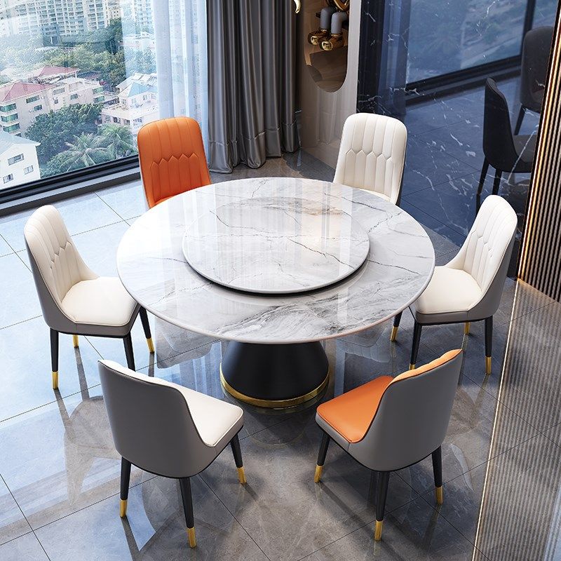 轻奢大理石餐桌椅组合高级感天然奢石超晶石圆形彩晶石微晶石圆桌,住宅家具,大理石餐桌,淘宝优惠券,粉丝福利购,淘宝优惠卷