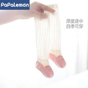 棉袜三双装 柠檬爬爬夏季 长袜男女宝宝长筒袜婴儿高筒防蚊薄款