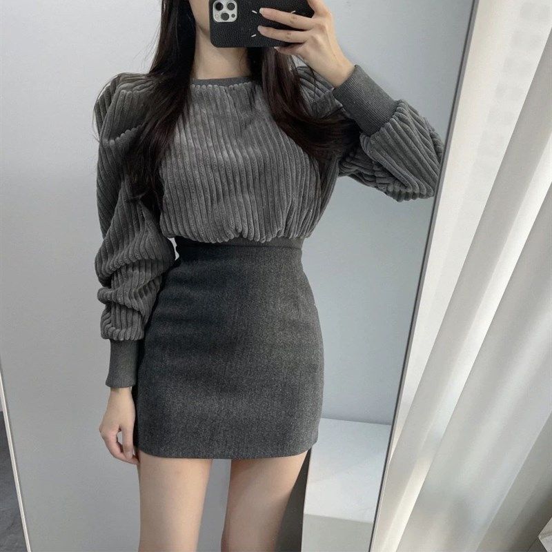 灰色毛呢半身裙女2024秋冬新款高腰显瘦包臀裙呢子一步裙紧身短裙,女装/女士精品,半身裙,淘宝优惠券,粉丝福利购,淘宝优惠卷