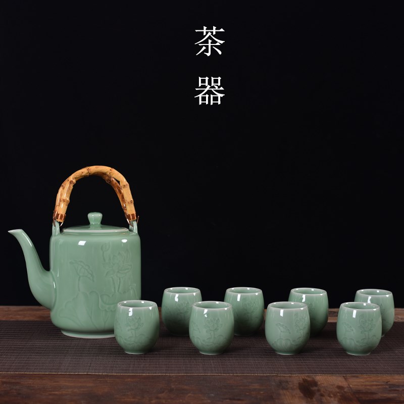 欣和青瓷大号家用凉茶壶茶具套装陶瓷茶壶特大容量凉水壶一壶八杯