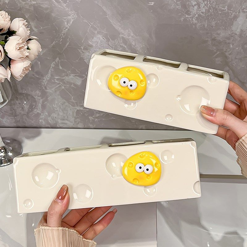 奶油风电动牙刷底座置物架情侣洗手台卫生间陶瓷牙具牙膏牙刷收纳,家庭/个人清洁工具,牙刷架/牙具座,淘宝优惠券,粉丝福利购,淘宝优惠卷