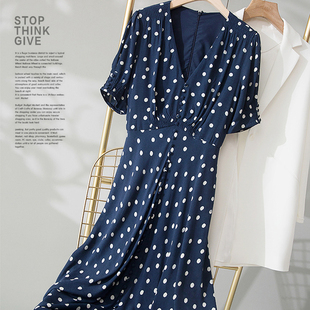 大码女装2020新款夏季遮肚连衣裙微胖mm法式复古显瘦波点智熏长裙