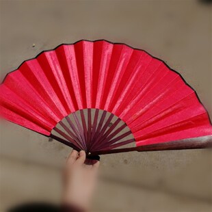 10寸空白折扇中国风舞蹈扇舞青花瓷扇子黑色红色黄色绢扇
