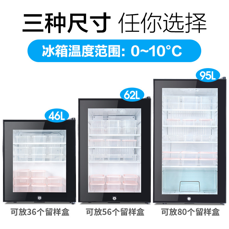 幼儿园食品留样柜饮料冷柜小冰箱小型家用商用冷藏保鲜展示柜带锁