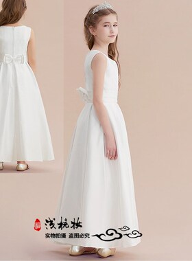 包邮黑色白色儿童女孩钢琴小提琴演出服乐团合唱礼服连衣裙秋冬季