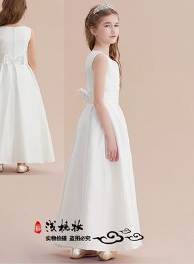 包邮黑色白色儿童女孩钢琴小提琴演出服乐团合唱礼服连衣裙秋冬季