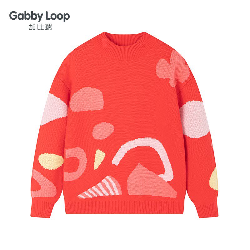 女童红色新年加厚毛衣2022秋冬款洋气时髦半高领打底中大儿童线衫