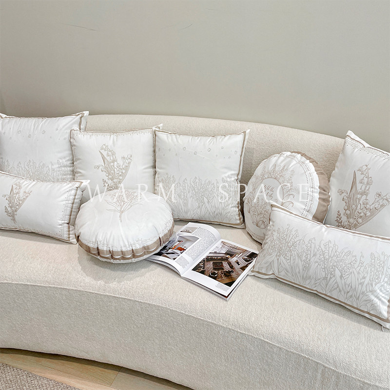 铃兰奶咖轻奢抱枕沙发卧室靠垫客厅牀头毛绒汽车靠枕含芯布艺枕套,居家布艺,靠垫/抱枕,淘宝优惠券,粉丝福利购,淘宝优惠卷