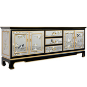 新中式 家具彩绘电视柜影视柜 电视柜客厅地柜实木禅意民宿卧室中式
