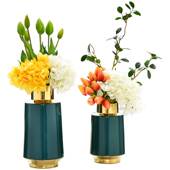 轻奢装 饰简约摆件客厅电视柜花瓶储物罐陶瓷家居饰品H1074墨绿