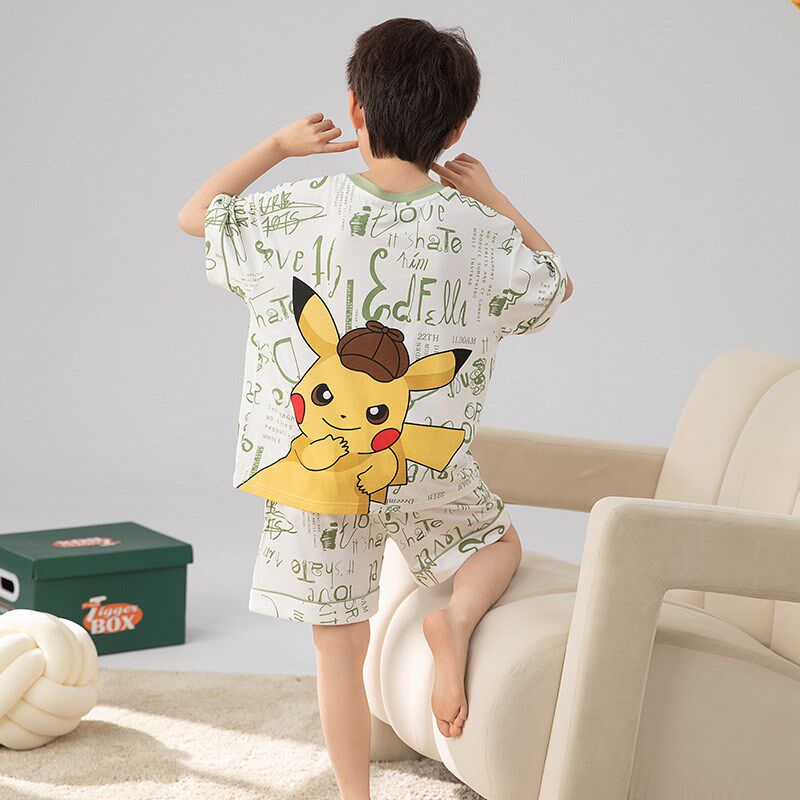 男童睡衣夏款空调服2025新款中大儿童家居服夏天薄款男孩夏季套装