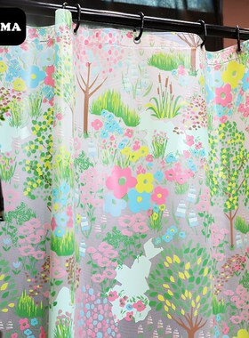 默玛EVA浴帘防水淋浴帘卫生间隔断干湿分离防霉高档浴室莫奈花园