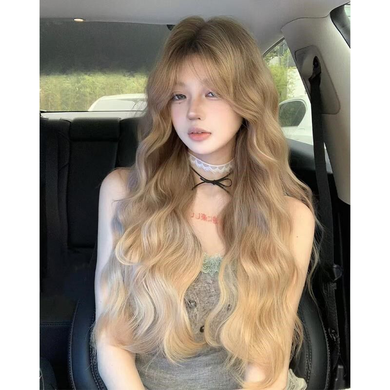 【栗子蛋糕】束朵假发女中分长卷发自然气质网红日常甜美全头套式