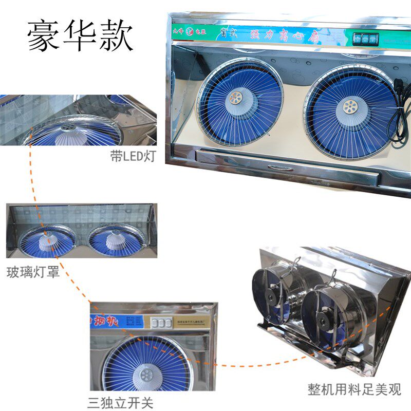 豪华不锈钢排气扇双排连体窗式厨房抽油烟风机强力静音吸油烟通风