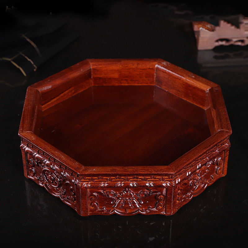 八边形实木果盘八角形托盘八吉祥供果盘坚果盘供果盘家用木质果盘