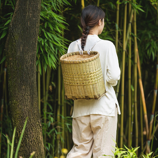 云贵四川农村竹背筐家用竹编背篓儿童小孩买菜道具竹子背篼夹背