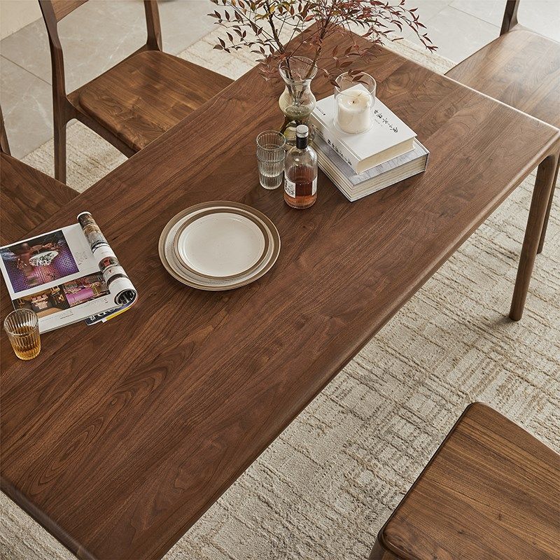 北美黑胡桃木大板实木餐桌榫卯日式长方形简约饭桌书桌餐台茶桌子,住宅家具,实木餐桌,淘宝优惠券,粉丝福利购,淘宝优惠卷