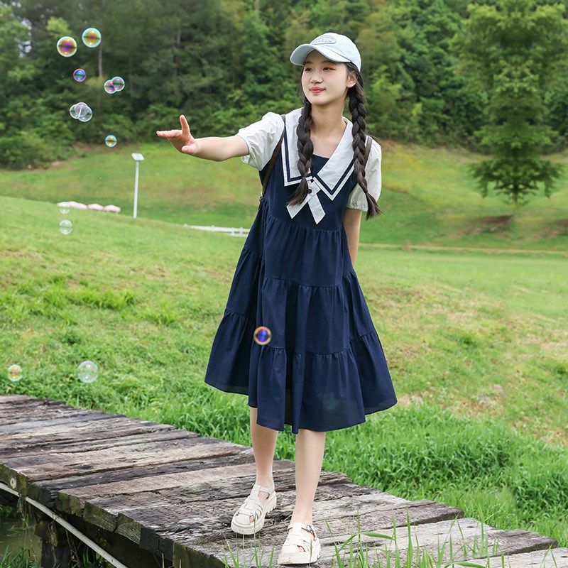 女大童连衣裙夏季2024新款洋气时髦15岁初中学生夏装薄款白色裙子,童装/婴儿装/亲子装,连衣裙,淘宝优惠券,粉丝福利购,淘宝优惠卷