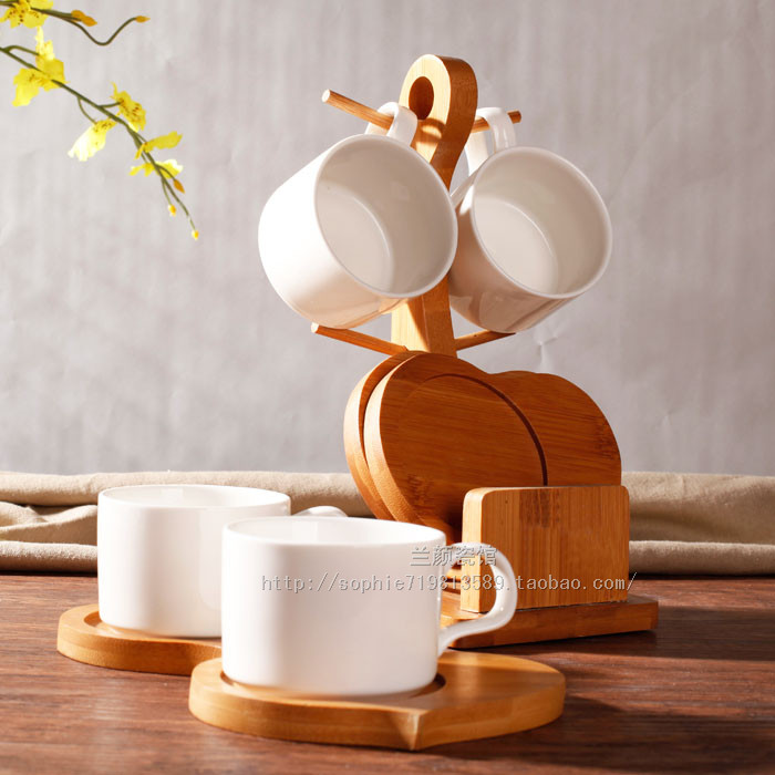 下午茶咖啡杯套装带杯垫杯架欧式杯具套日韩简约陶瓷红茶杯具组合