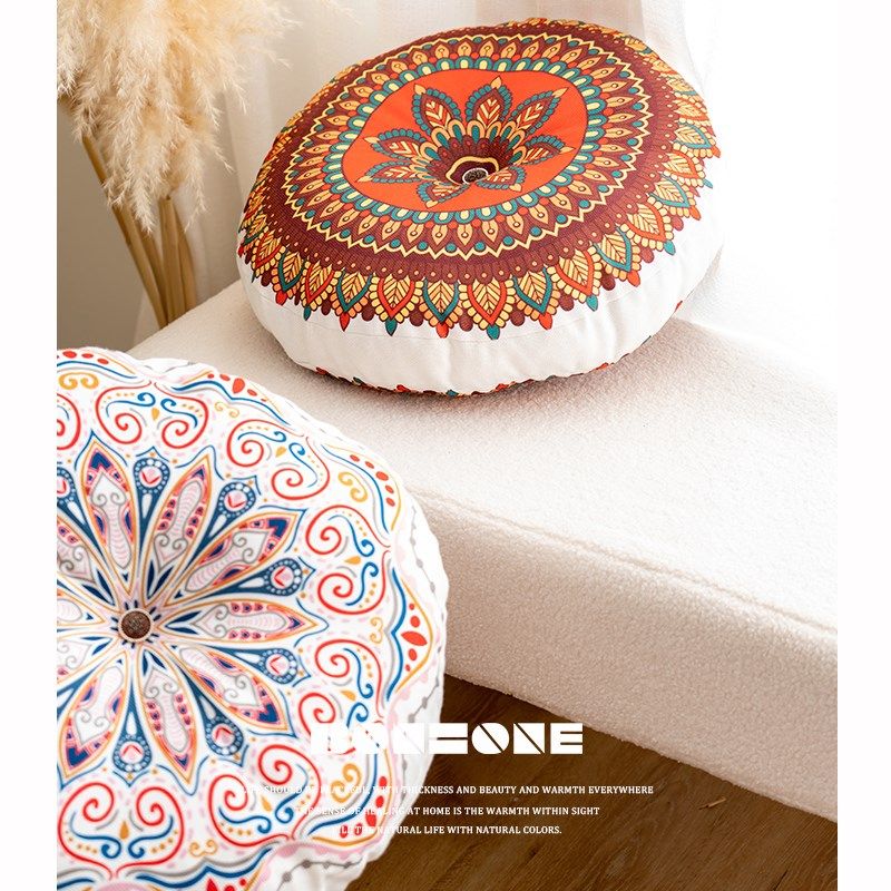 波西米亚加厚坐垫坐墩厚垫子地板棉麻混纺圆形蒲团地毯飘窗屁股垫,居家布艺,蒲团,淘宝优惠券,粉丝福利购,淘宝优惠卷
