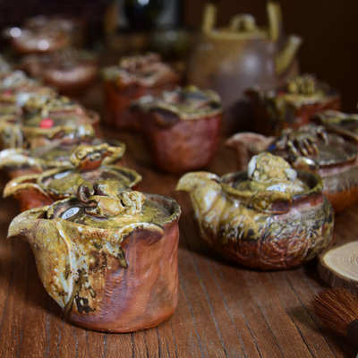 周华彬一直在更新不上釉纯松柴烧杯落灰茶杯子宝瓶茶壶备前烧