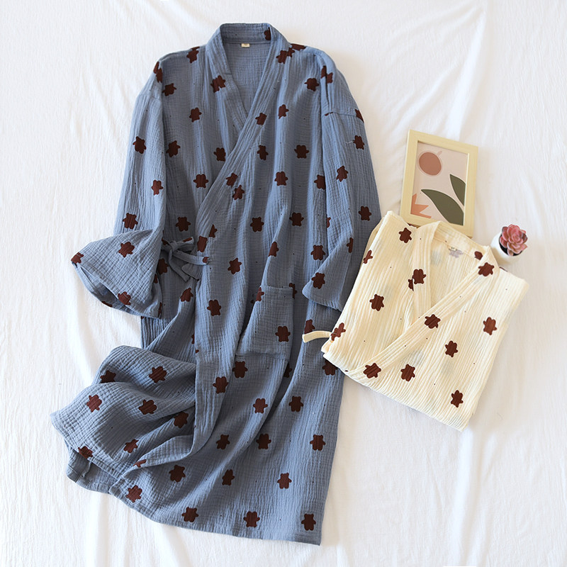 睡袍情侣睡衣女春秋款纯棉宽松大码全棉家居服秋季男和服睡裙日式,女士内衣/男士内衣/家居服,睡袍/浴袍,淘宝优惠券,粉丝福利购,淘宝优惠卷