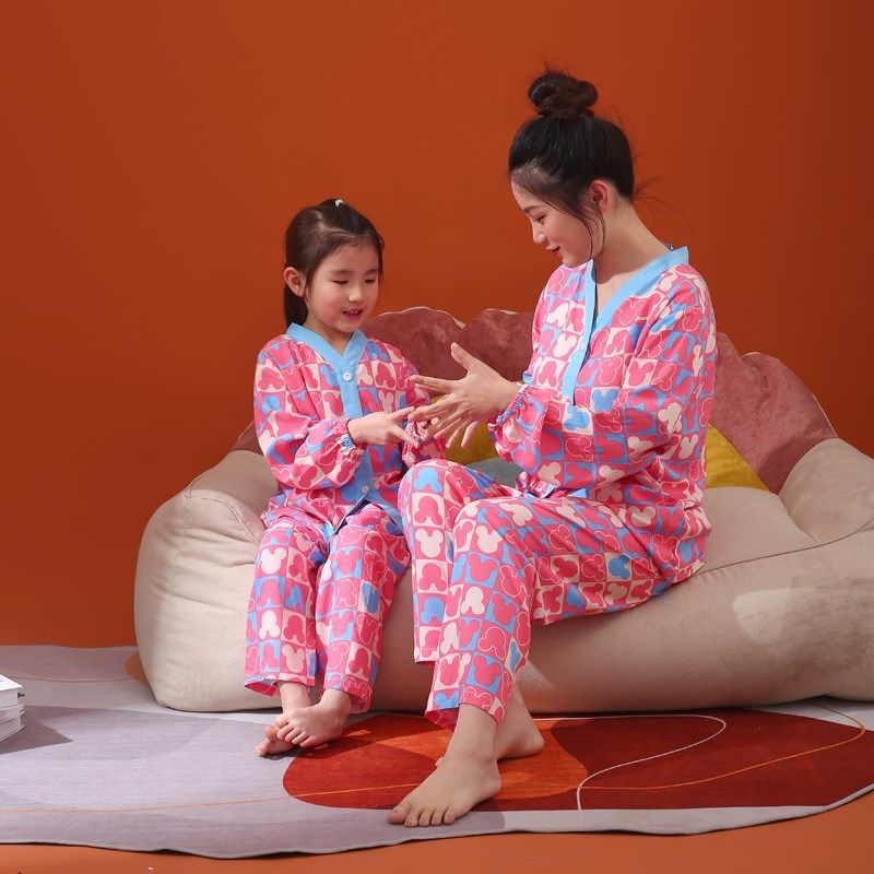 儿童夏季睡衣女孩薄款女童家居服大童棉绸套装母女亲子空调服春秋,童装/婴儿装/亲子装,亲子装/亲子时装,淘宝优惠券,粉丝福利购,淘宝优惠卷