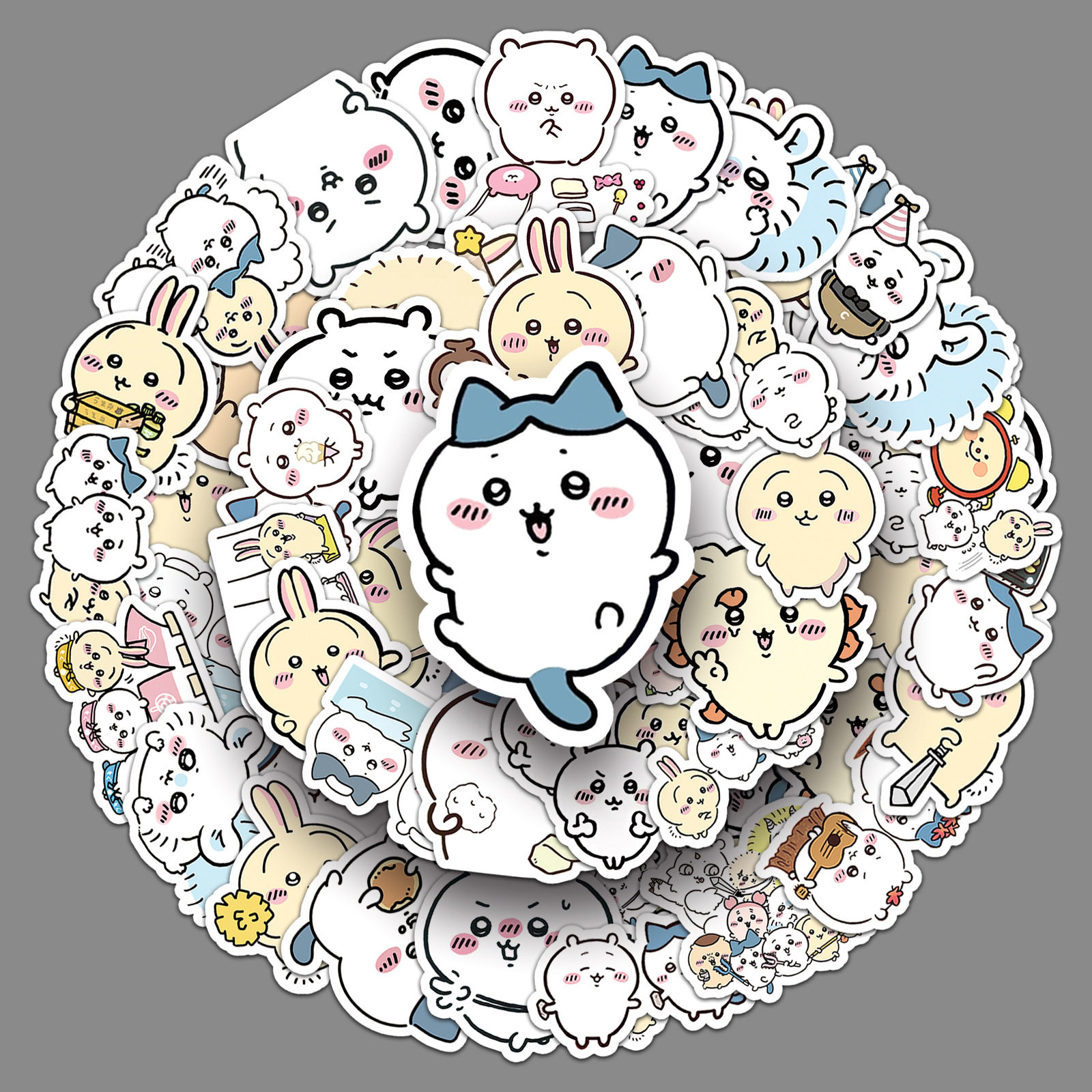 50张chiikawa卡通贴纸可爱表情包吉伊卡哇装饰手机壳小麻薯贴纸