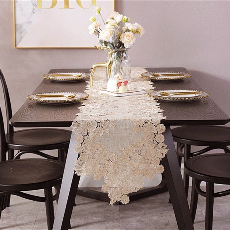 咖色简约绣花竹节布桌旗盖巾茶几电视柜装饰桌布防尘罩布艺,居家布艺,桌布,淘宝优惠券,粉丝福利购,淘宝优惠卷