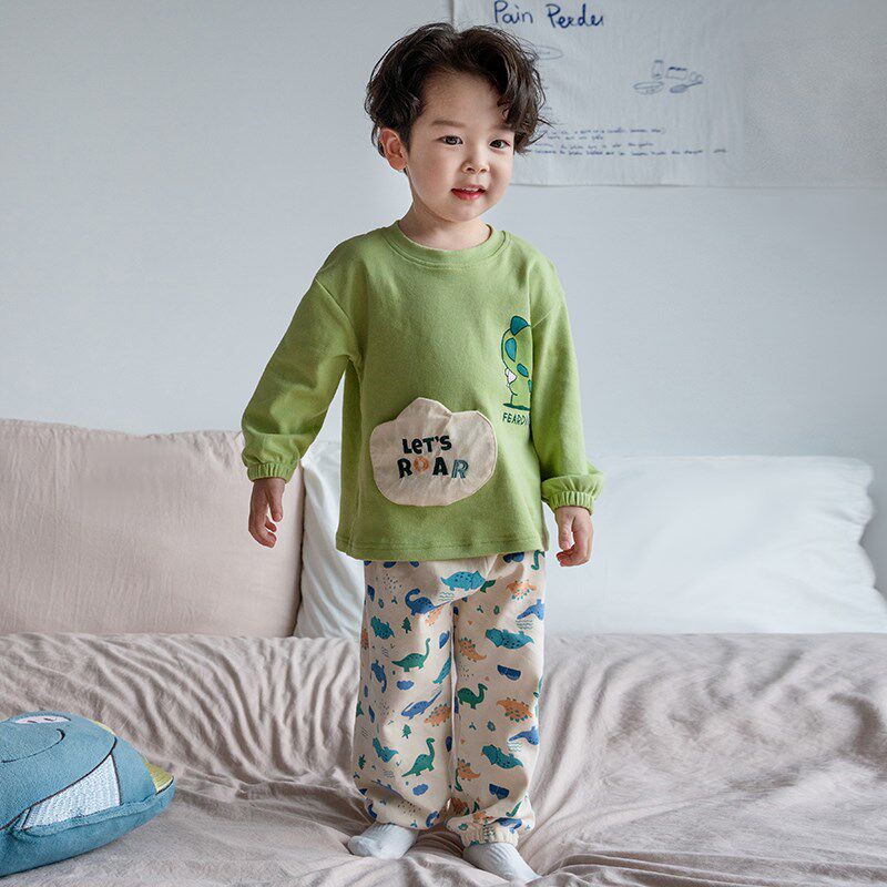 男童睡衣儿童春秋纯棉长袖套装宝宝柔软宽松卡通小孩家居服春夏季