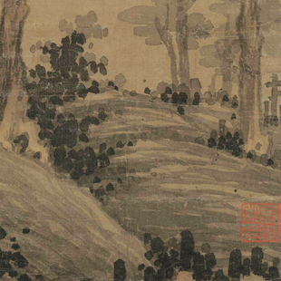 元代吴镇渔父图高清微喷宋元仿古山水画绢布临摹画稿打印宣纸画心