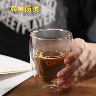 LOGO定制防烫双层玻璃杯带盖把手男女透明夏家用牛奶咖啡吸管杯子