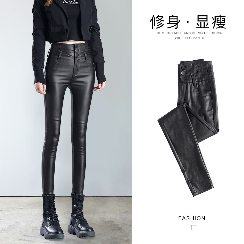 亚光皮裤女款2026秋冬季加绒加厚紧身显瘦小脚外穿弹力打底紧身裤