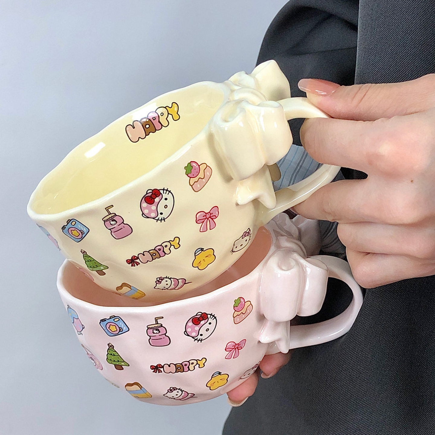 少女心蝴蝶结陶瓷马克杯礼物