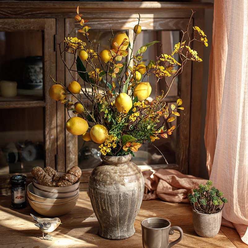 【掬涵】Lemon设计师花束 柠檬果子餐厅装饰花艺套装摆件乔迁礼品
