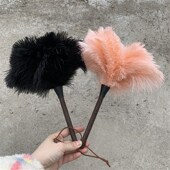 鸵鸟毛掸子家用桌面装 饰室内打扫可水洗纯手工防静电除尘鸡毛掸子