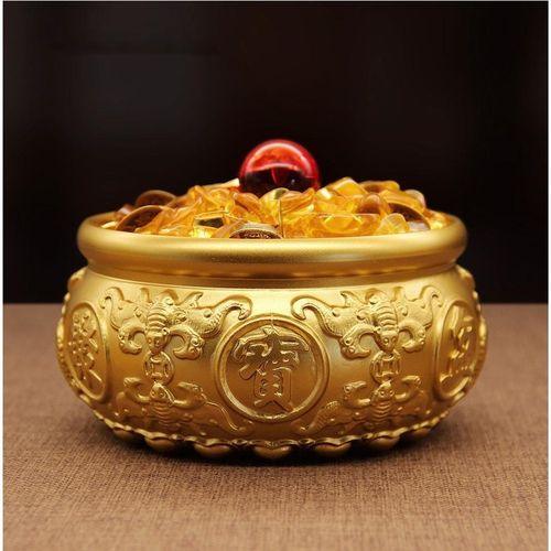 纯黄铜聚宝盆摆件家居工艺品办公室装饰品招财创意乔迁开业礼品