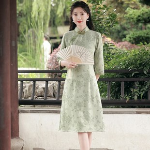 高级感亲子装唐装连衣裙2023秋新款一模一样女童旗袍母女古筝礼服