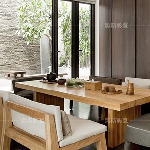 办公室实木泡茶桌沙发茶几组合原木茶桌长条桌新中式茶座桌椅套装