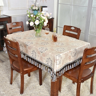 布艺欧式圆桌带转盘桌布家用方圆两用餐桌桌布饭店大圆桌台布定制